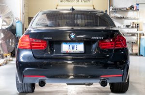 BMW 335i Performance Exhaust - Rear - AWE Tuning - Touring Edition Axle-Back, 180 Technology, 102mm Chrome Silver Tips - Chrome Silver - `12-`15